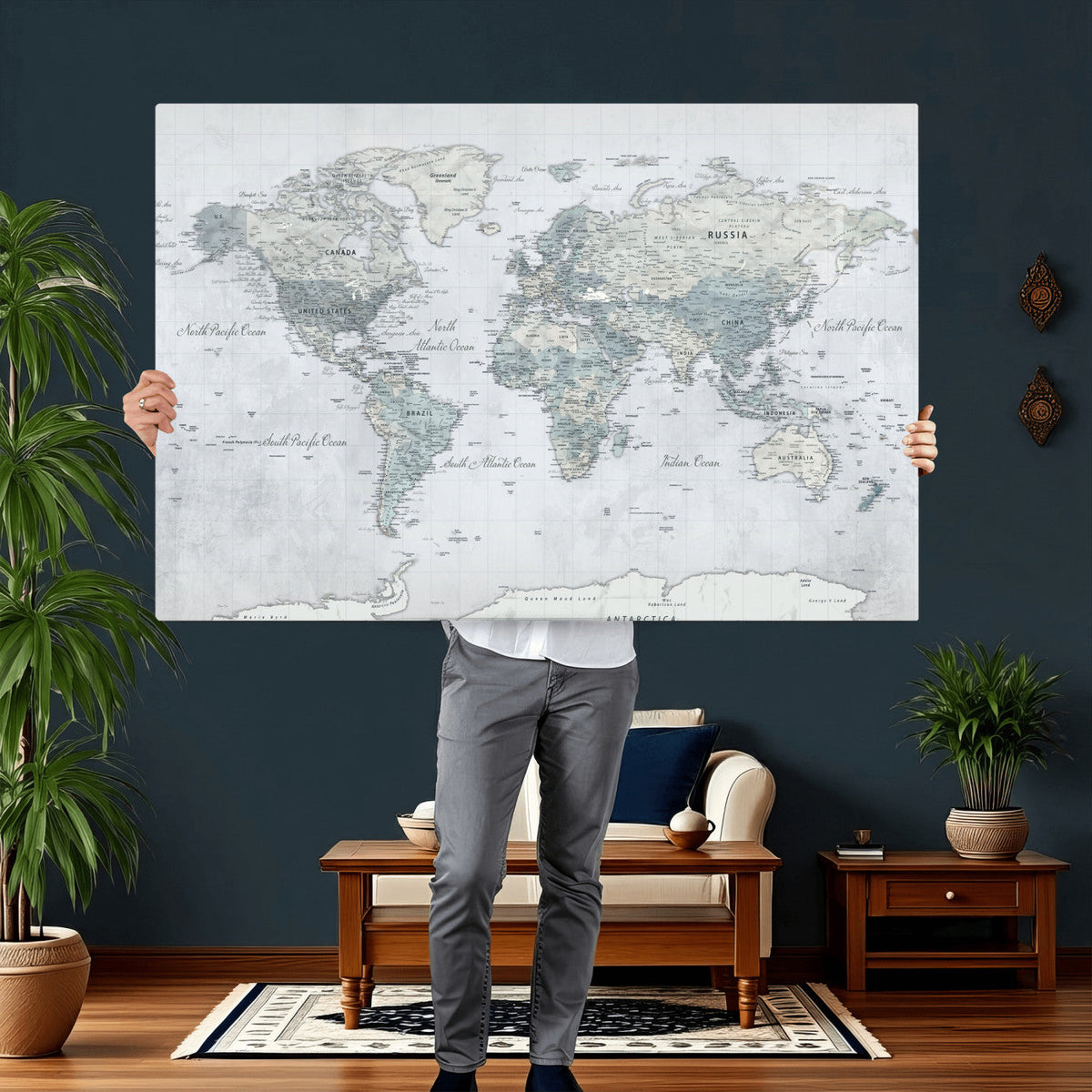 World Map Canvas Print – Detailed Map of the World Wall Art