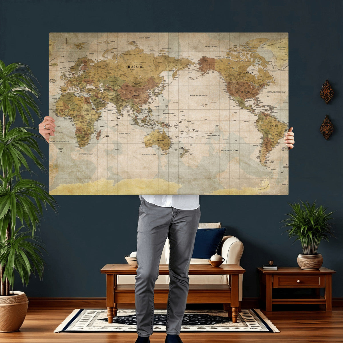 World Map Canvas Print – Detailed Map of the World Wall Art