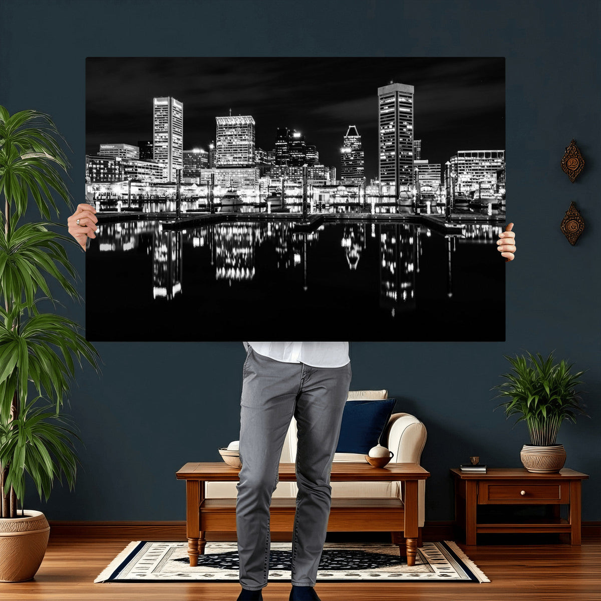 Baltimore Skyline Wall Art Canvas Print, Baltimore Downtown