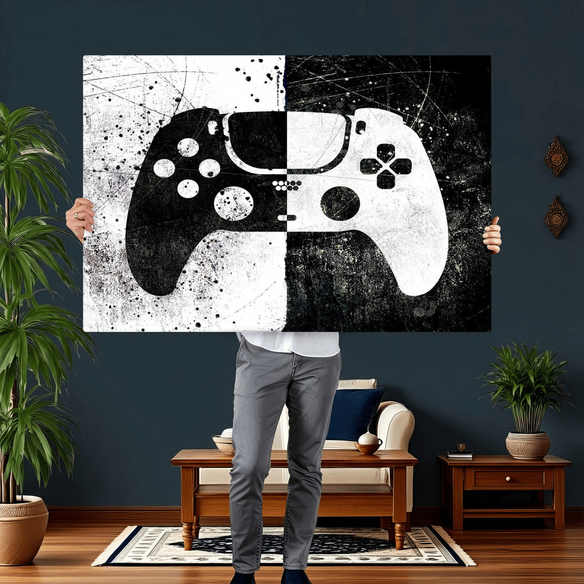 Abstract Gaming Controller Wall Art Canvas Print