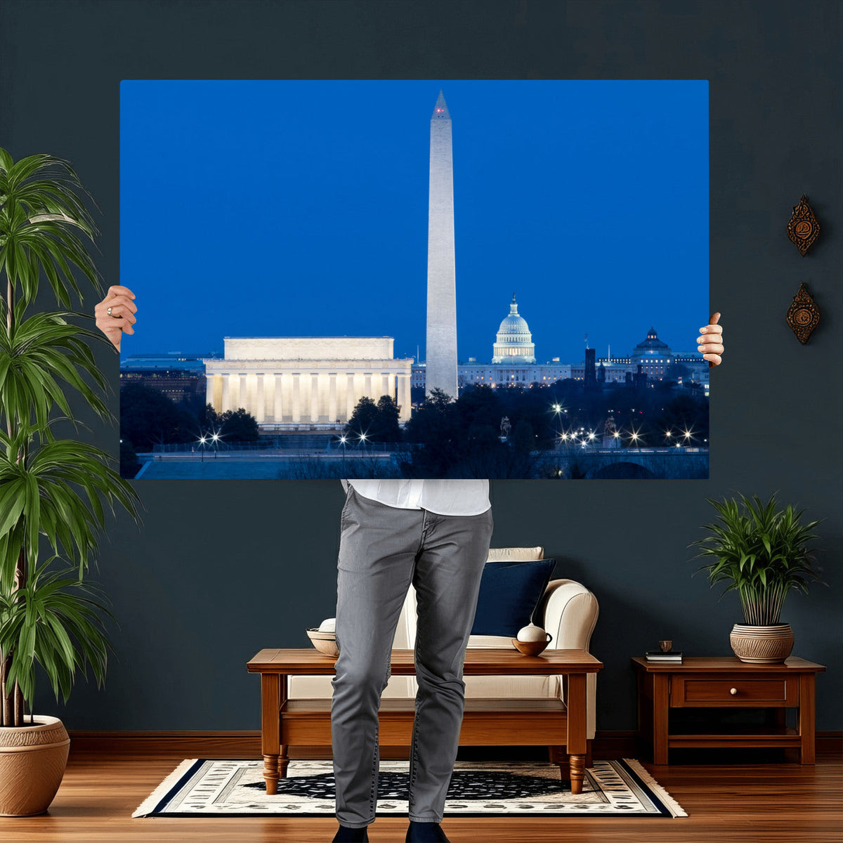 Washington DC Skyline Wall Art Canvas Print – Lincoln