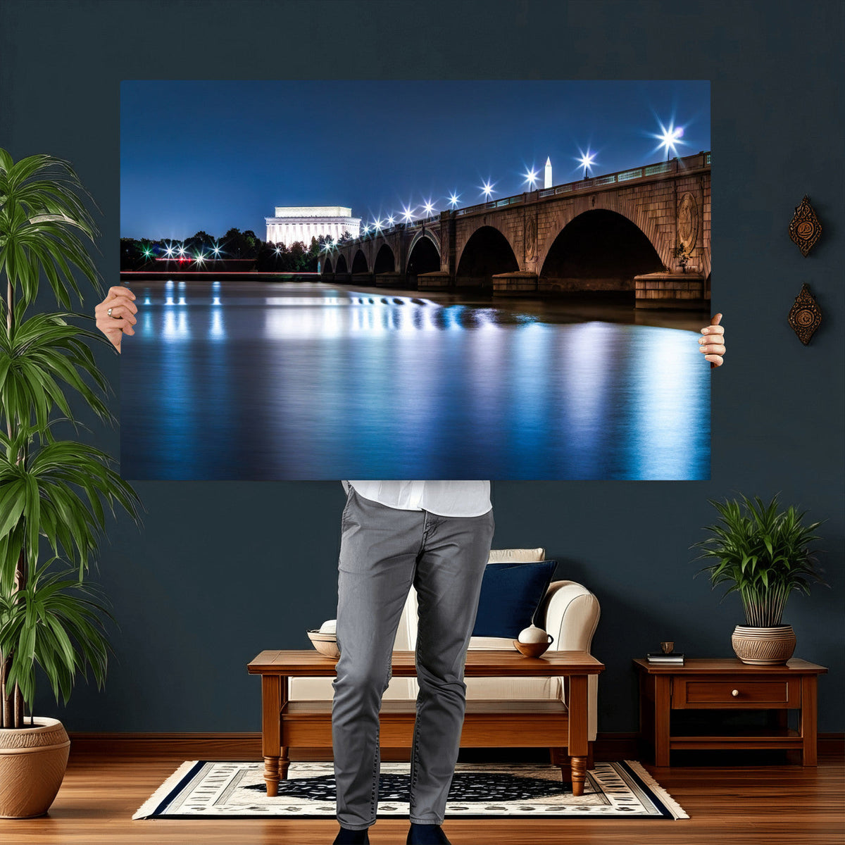 Washington DC Wall Art Canvas Print – Lincoln Memorial Night
