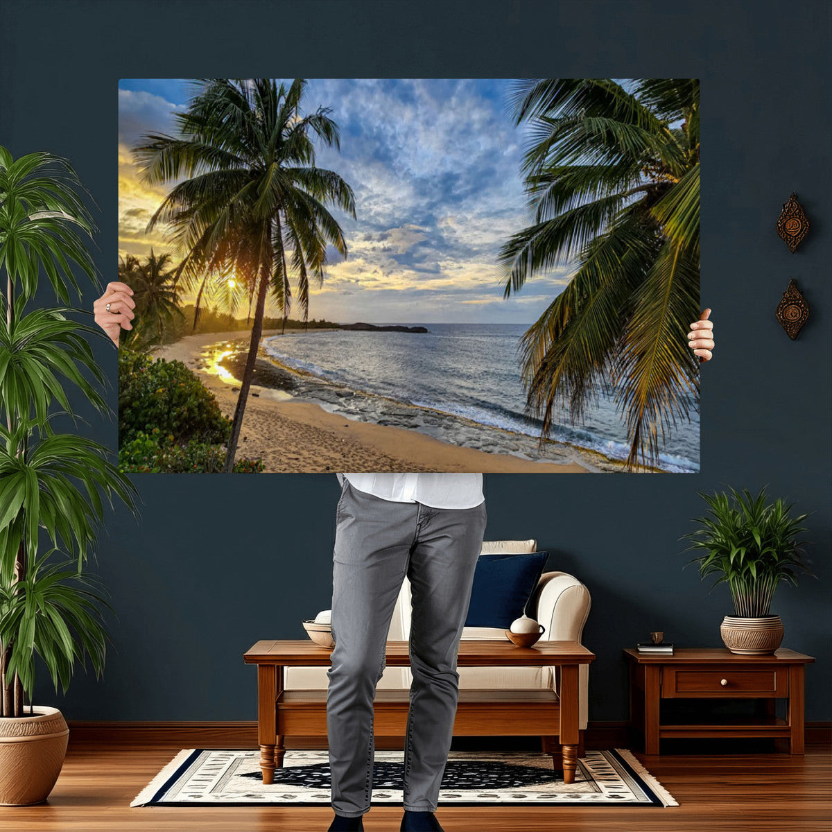Mar Chiquita Beach Puerto Rico Canvas Wall Art, Manati Caribbean Coastal Photography Print, Tropical Ocean Sunset Decor