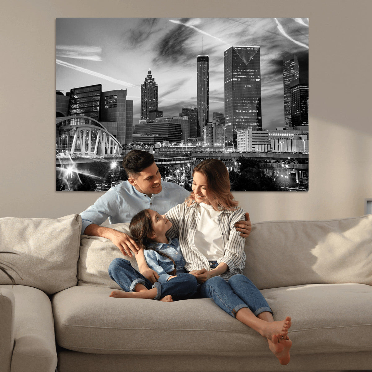 Black and White Atlanta Wall Art Canvas Print