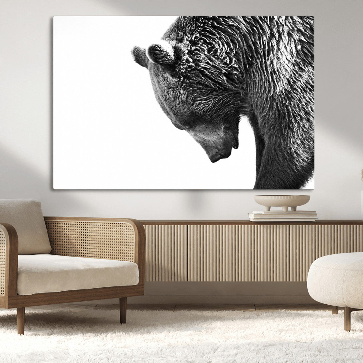 Black and White Grizzly 399 Bear Canvas Print Wall Art |