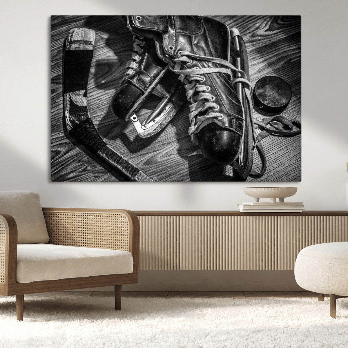 Old Pair of Mens Skates Wall Art Canvas, Men Skates Wall Art