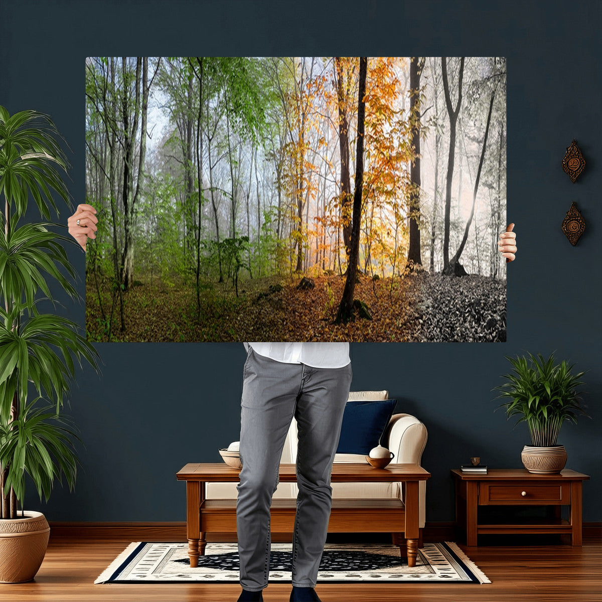 Four Seasons Wall Art Forest Canvas Print – Triptych