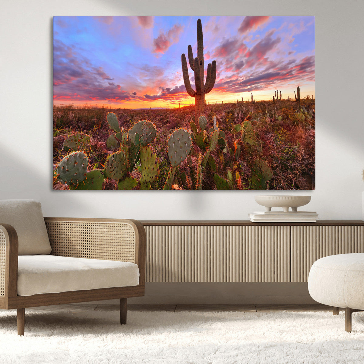 Arizona Desert Wall Art Canvas Print - Framed Deser Sunset