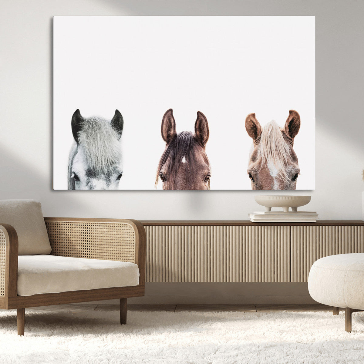 Horse Wall Art - Minimalist Horse Triptych Wall Art – Modern
