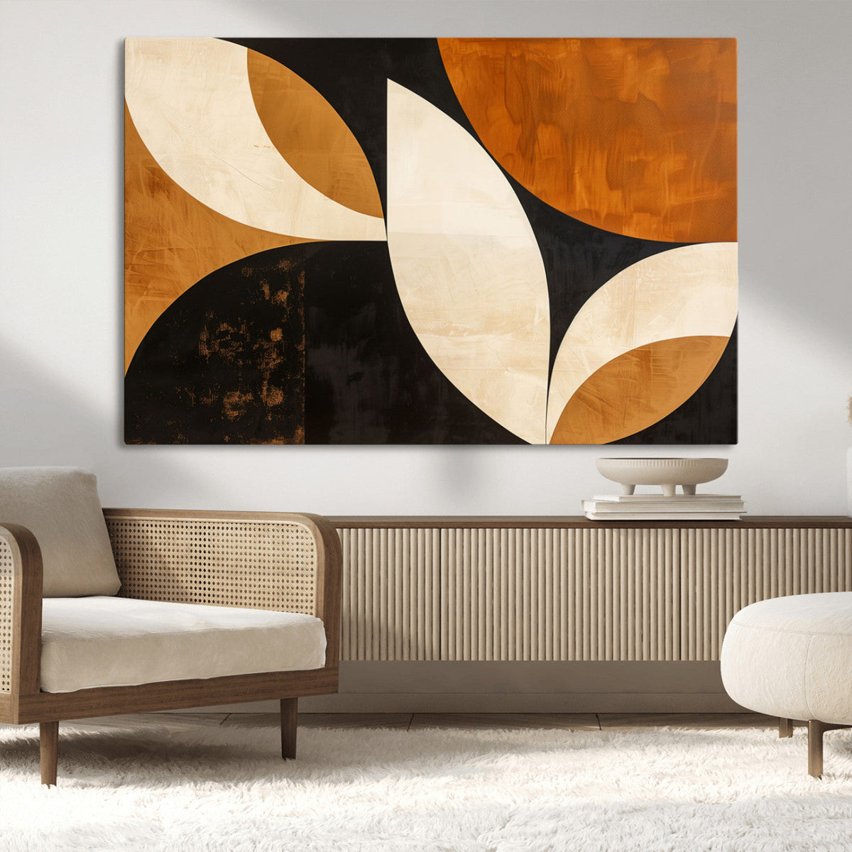 Geometric Abstract Wall Art Canvas Print, Mid Century Modern