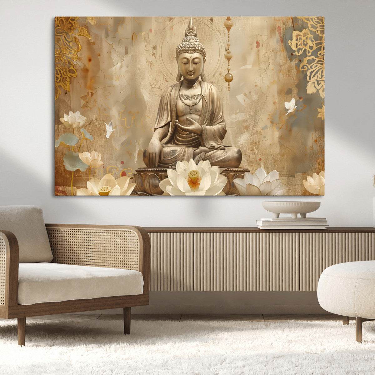 Buddha Wall Art Canvas Print, Buddha Meditation Room Decor,