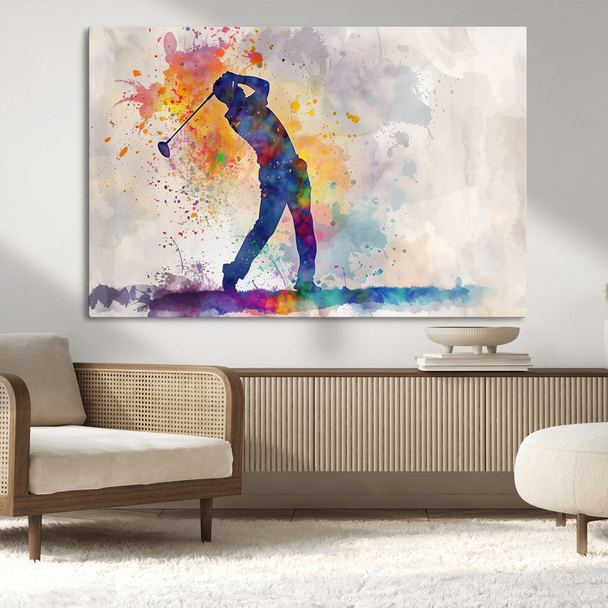 Watercolor Golf Swing Wall Art Canvas Print | Vibrant