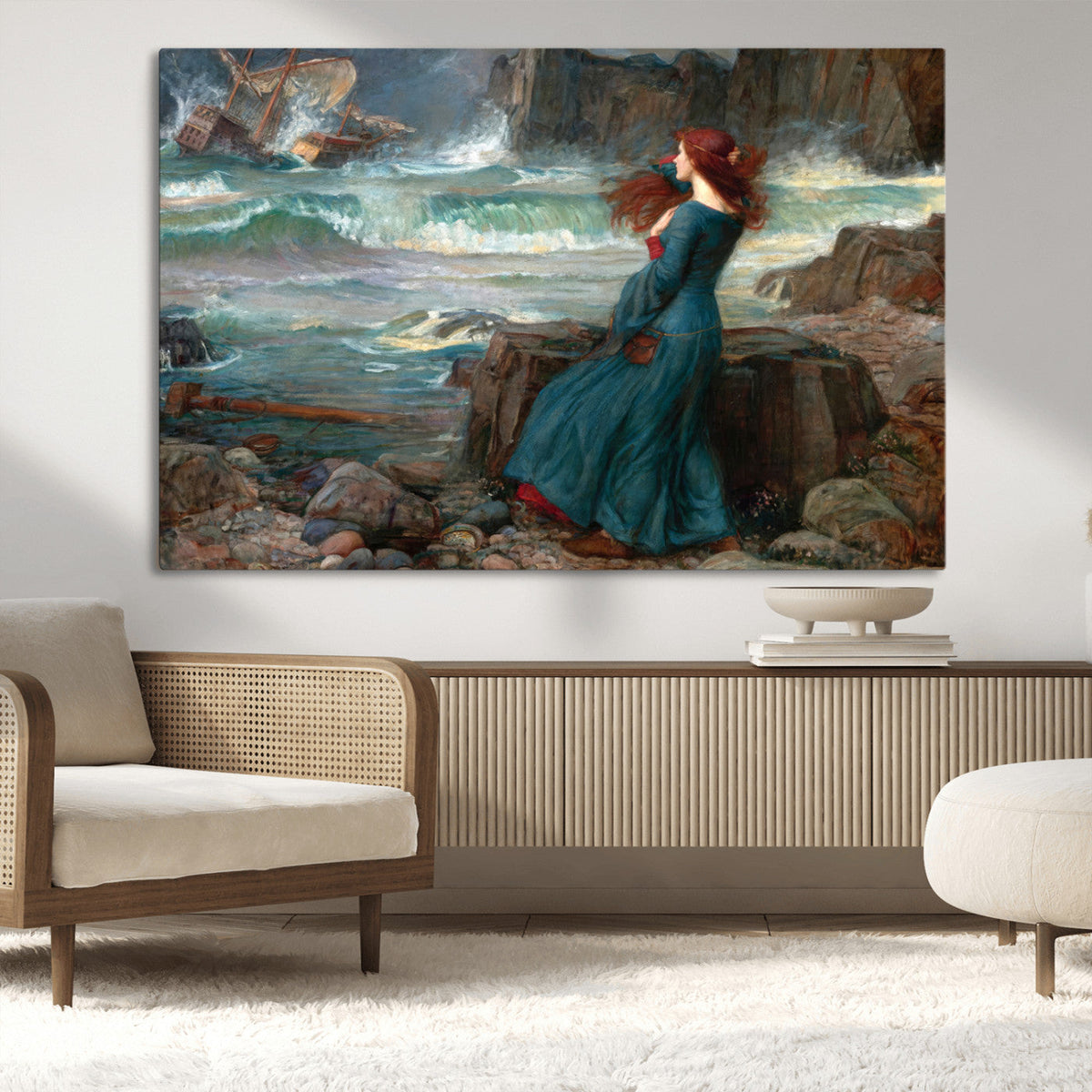 Miranda by the Shore Wall Art Canvas Print – Tempest Scene