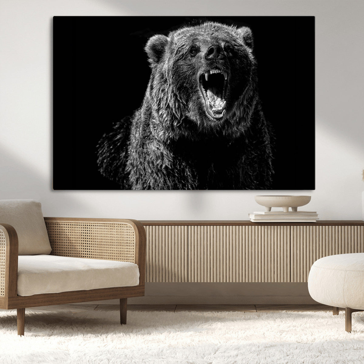 Bear Canvas Print | Wildlife Wall Art for Cabin Decor |