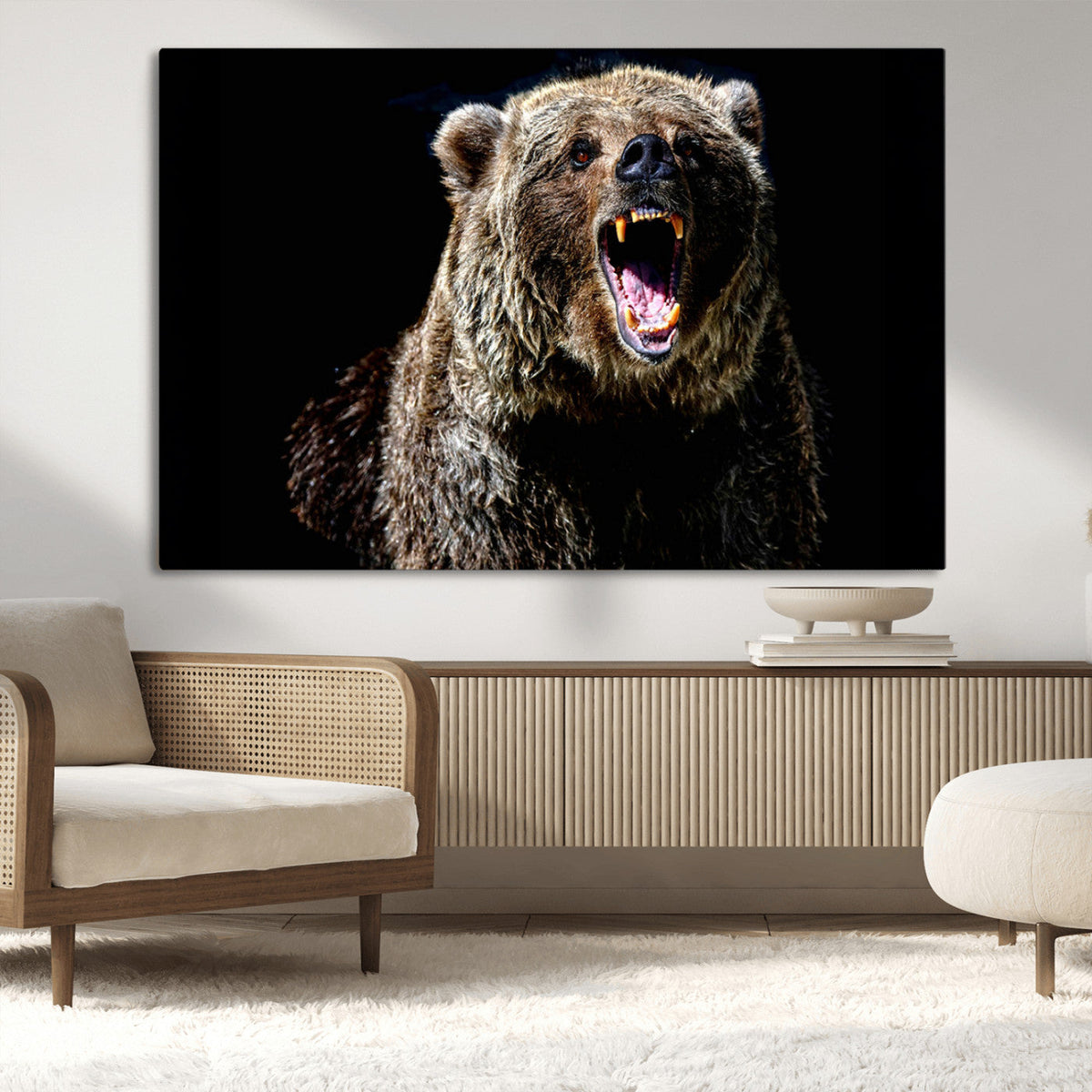 Grizzly Bear Canvas Print | Wildlife Wall Art for Cabin