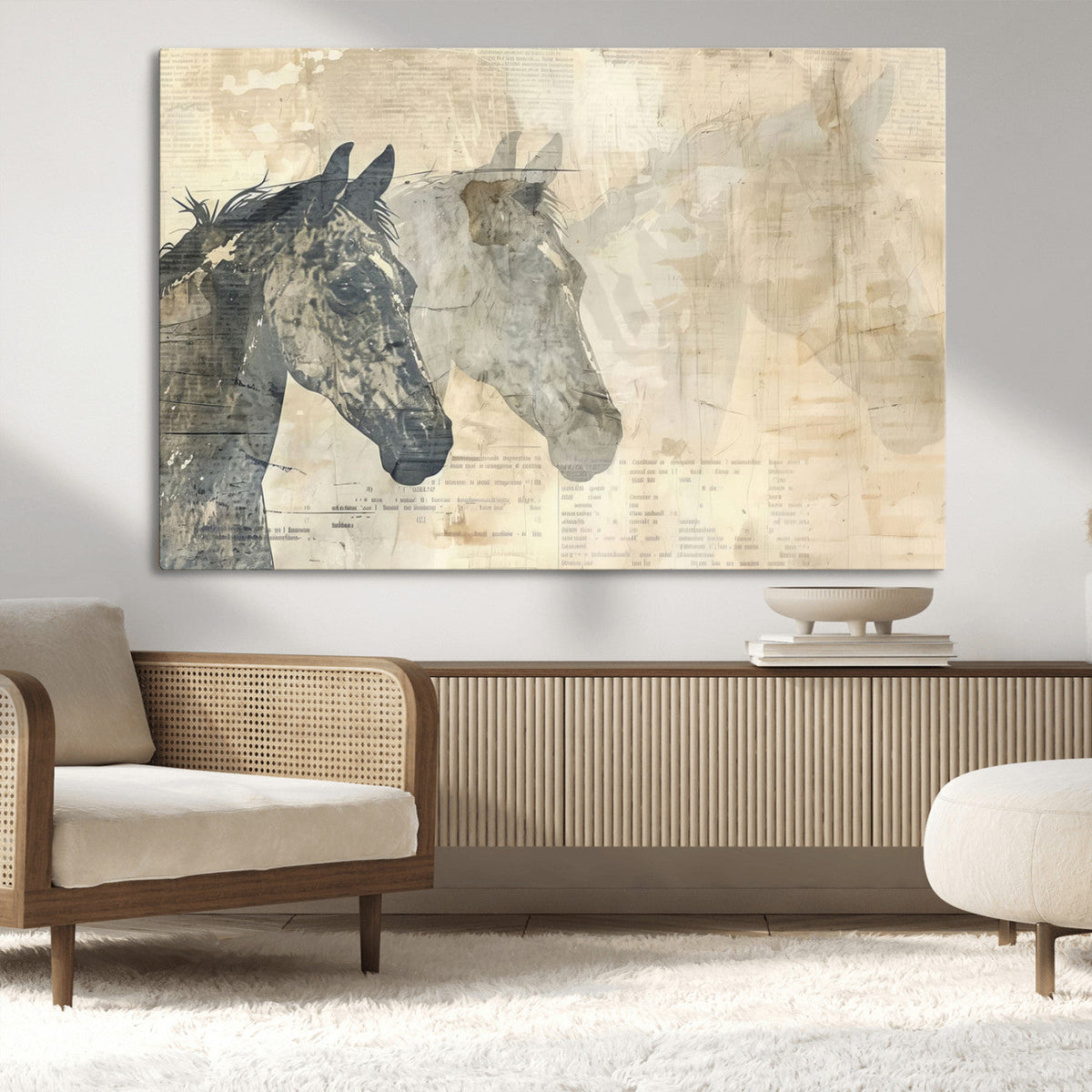 Abstract Horse Canvas Print | Modern Farmhouse Wall Art |