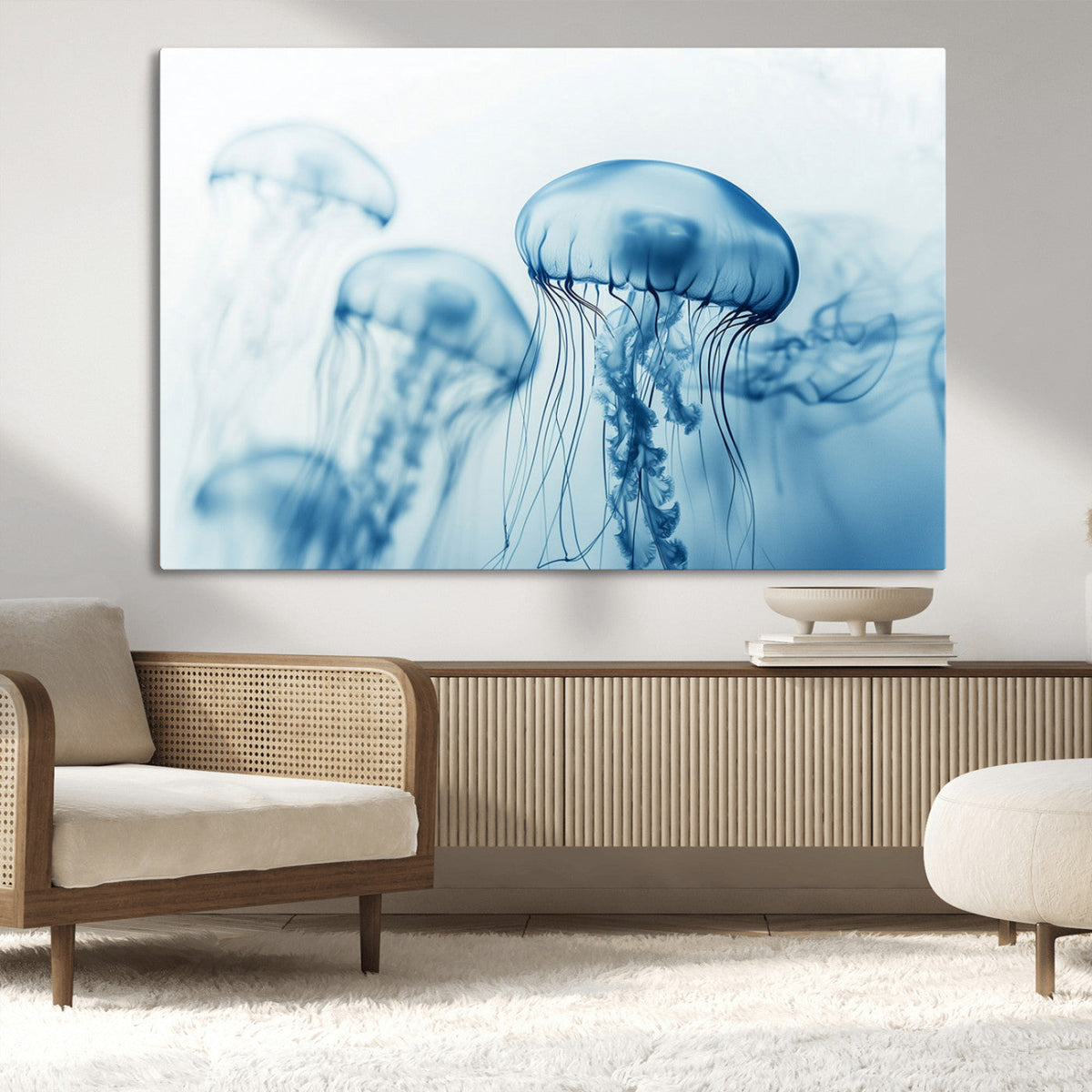 Blue Jellyfish Wall Art Canvas Print
