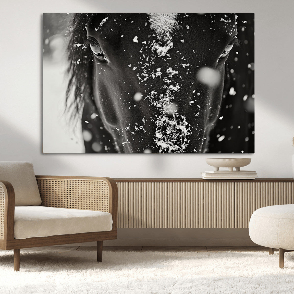 Winter Horse Snow Wall Art Canvas Print
