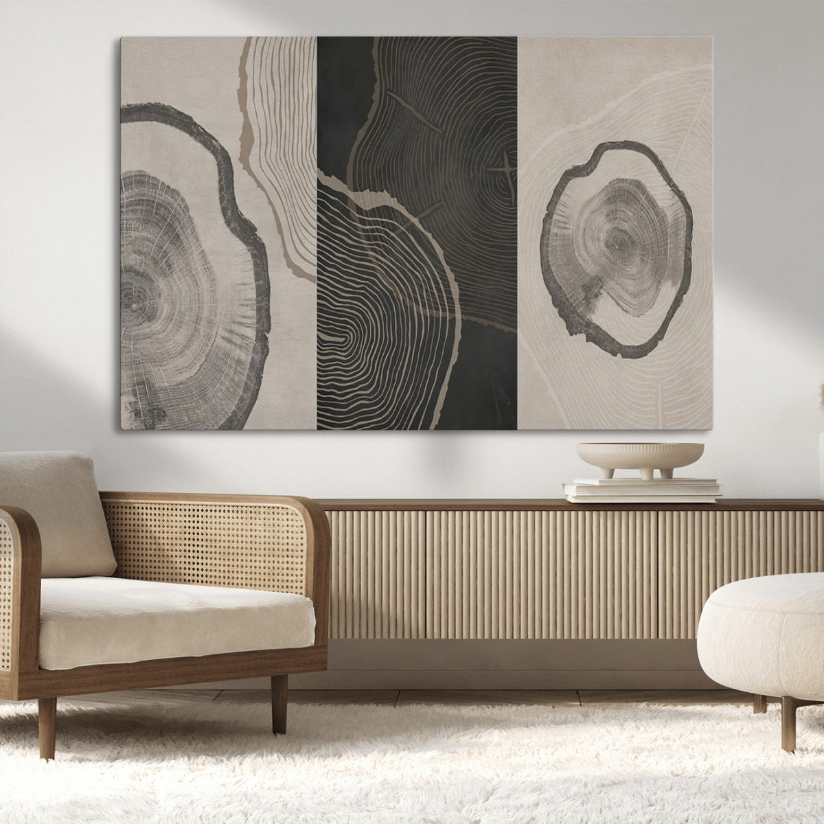 Minimalist Tree Rings Wall Art | Modern Abstract Canvas