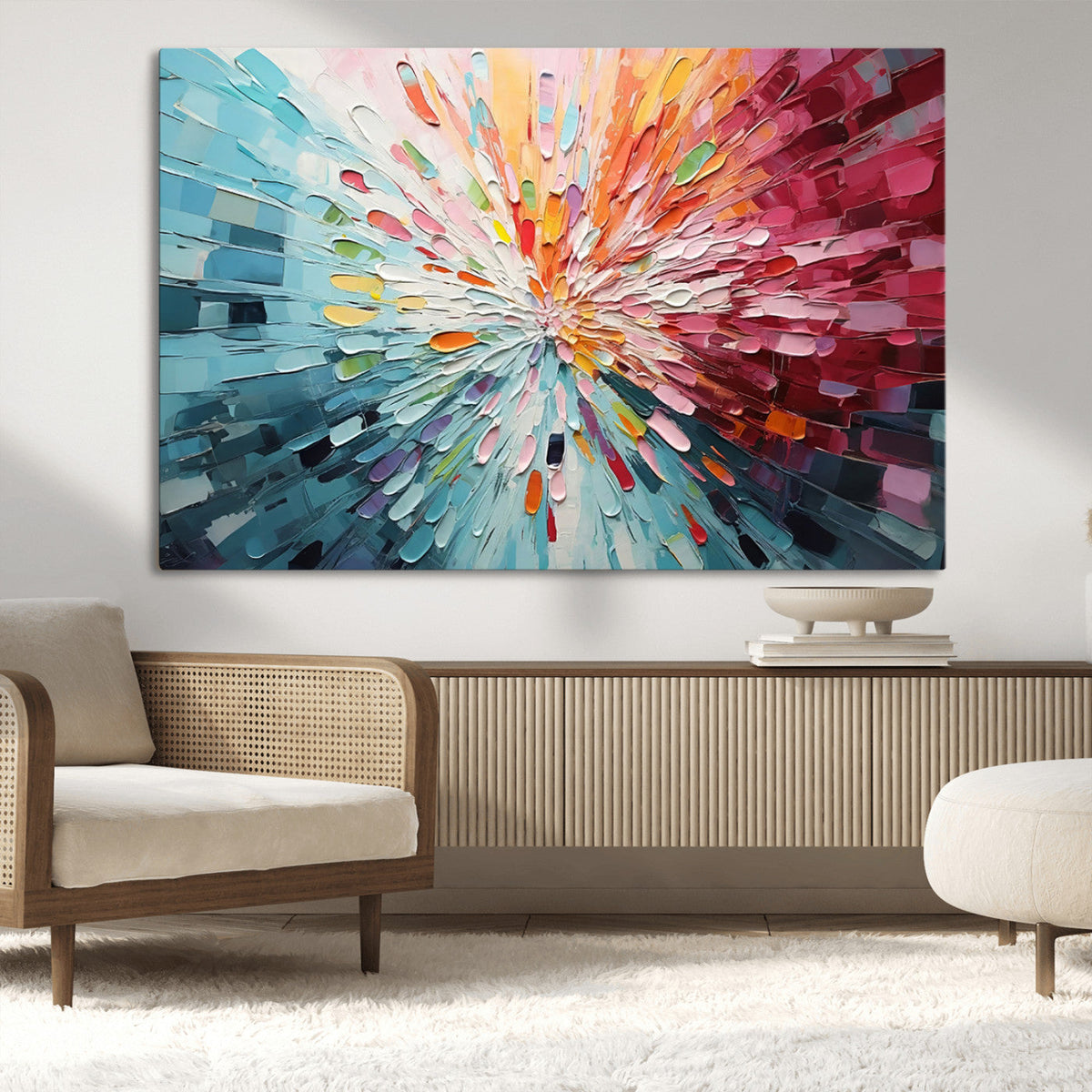 Radiant Bloom Abstract Floral Wall Art Canvas Print -