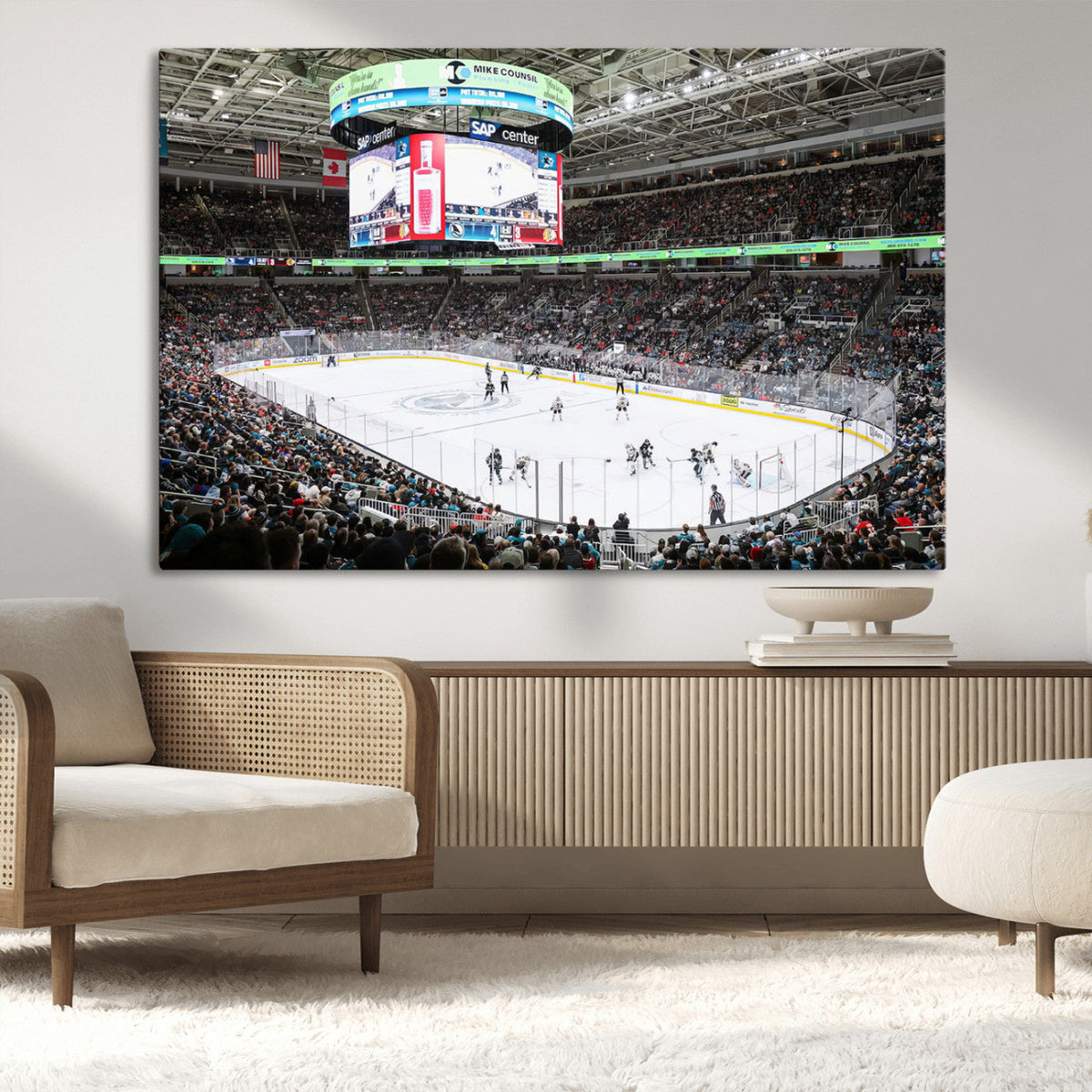 Sharks Arena Blackhawks Sharks Ice Hockey Stadium Wall Art