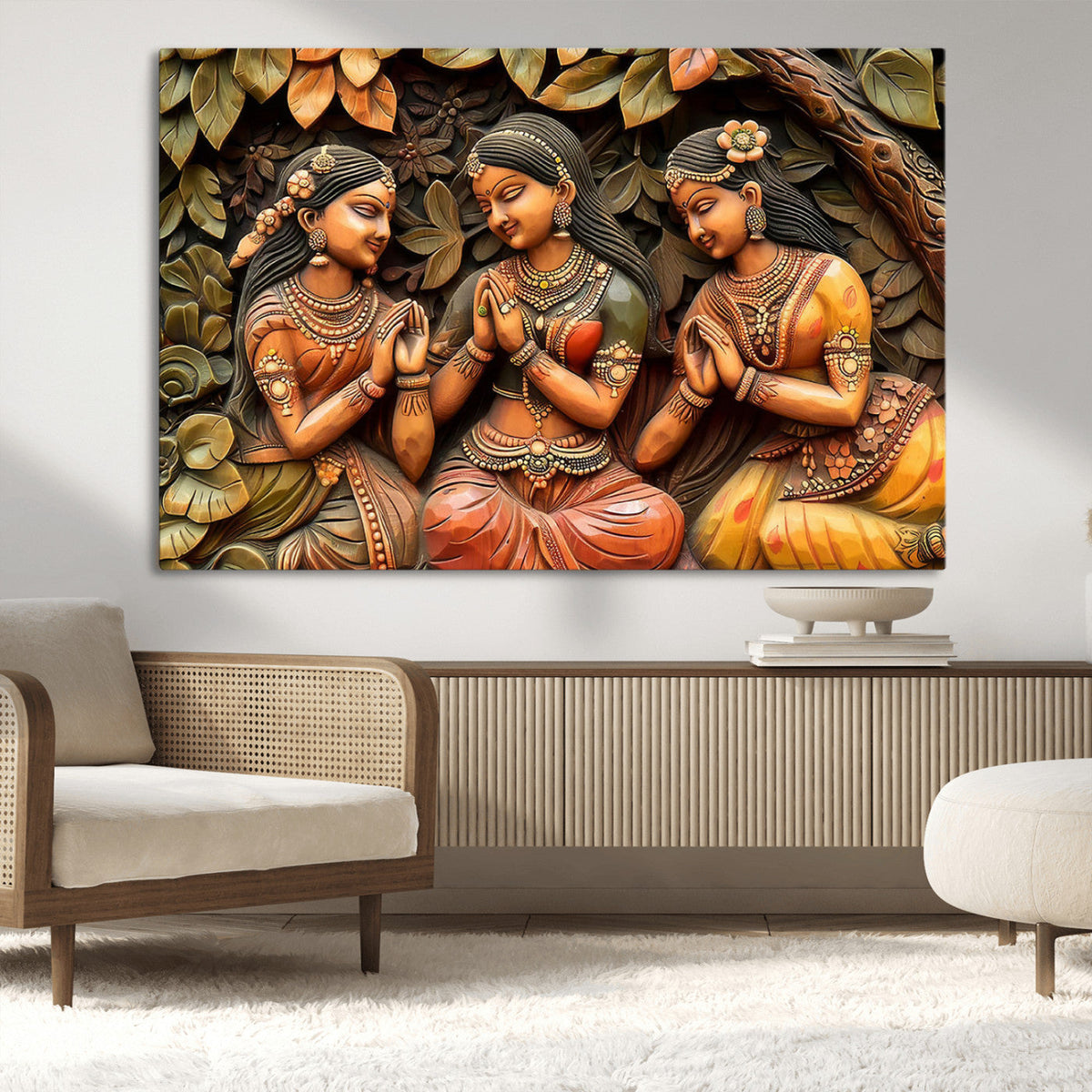 Indian Woman Statue Wall Art Canvas Print