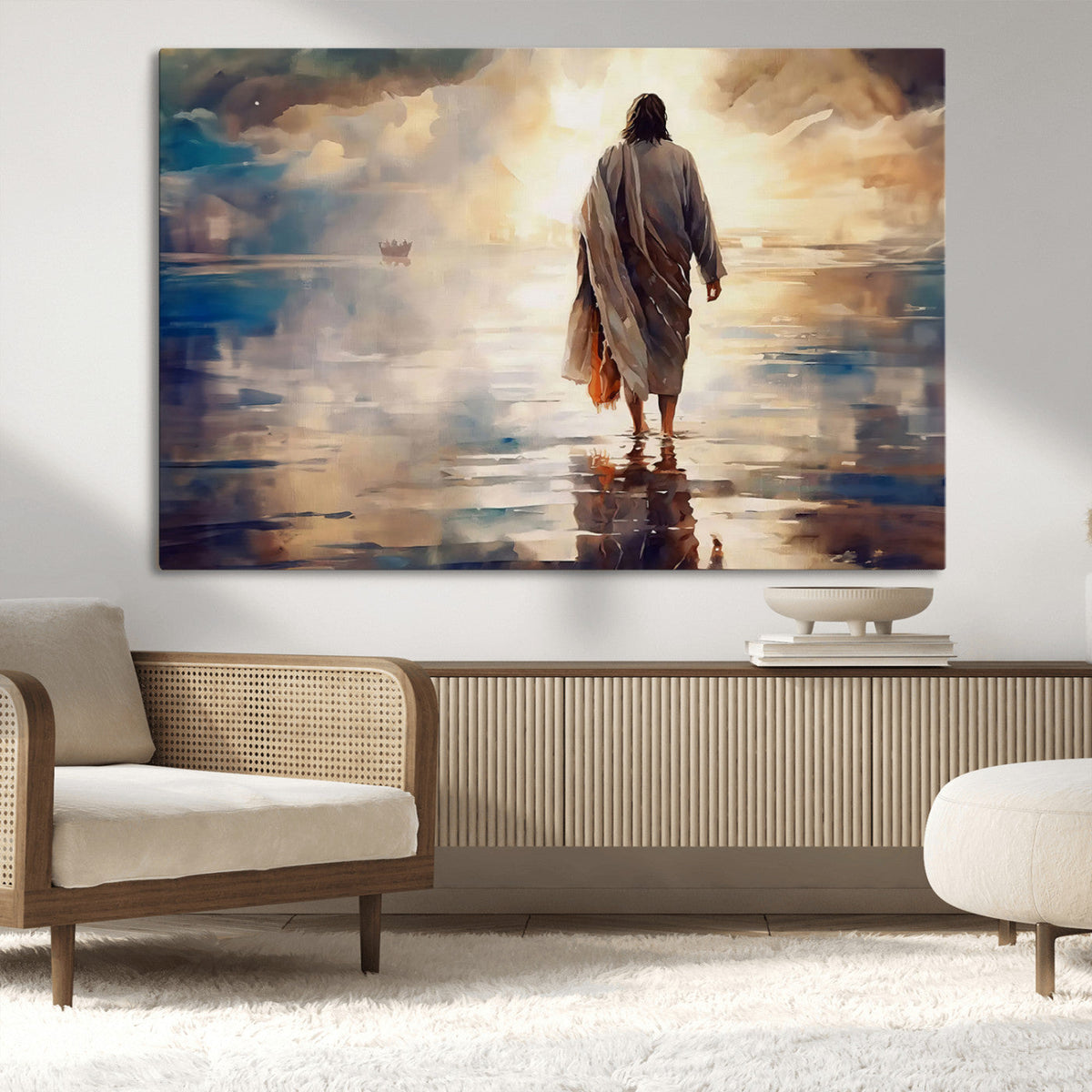 Jesus Walking on Water Wall Art | Ready to Hang Spiritual