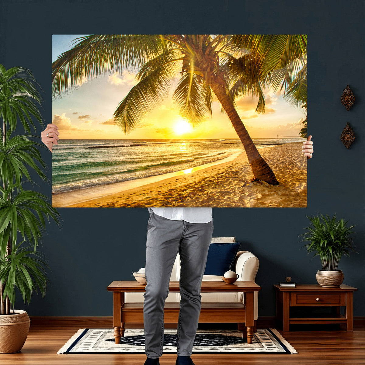 Beach Sunset Canvas Wall Art Print - Tropical Beach Canvas