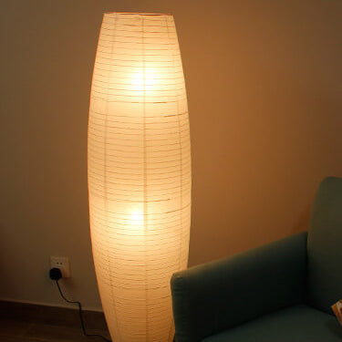 Nordic Rice Paper Column Floor Lamp 2-Light Tri-Color Lighting