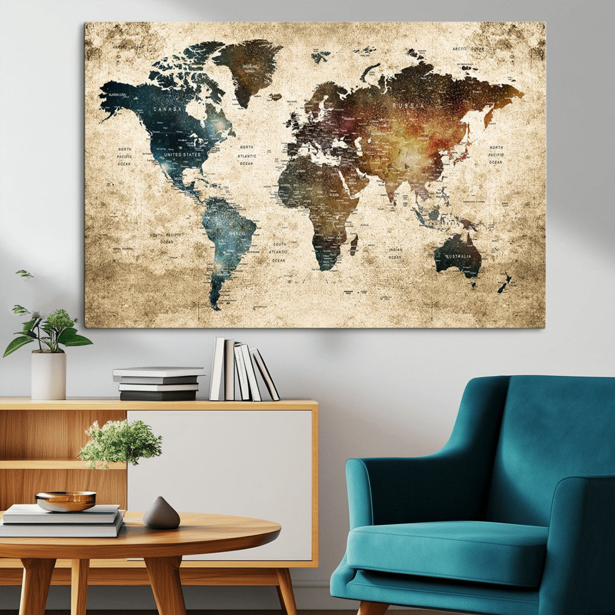 World Map Canvas Print – Detailed Map of the World Wall Art