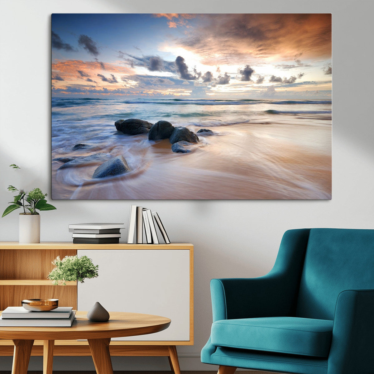 Serene Weather On The Beach Wall Art Canvas Print