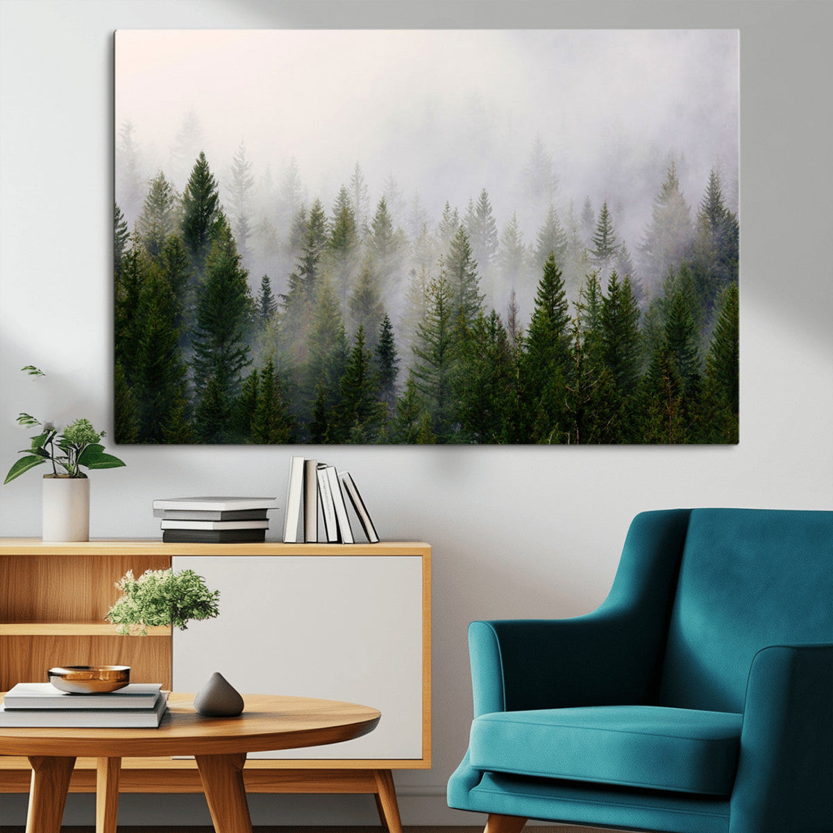 Forest Wall Art Canvas Print | Foggy Forest Wall Art | Pine