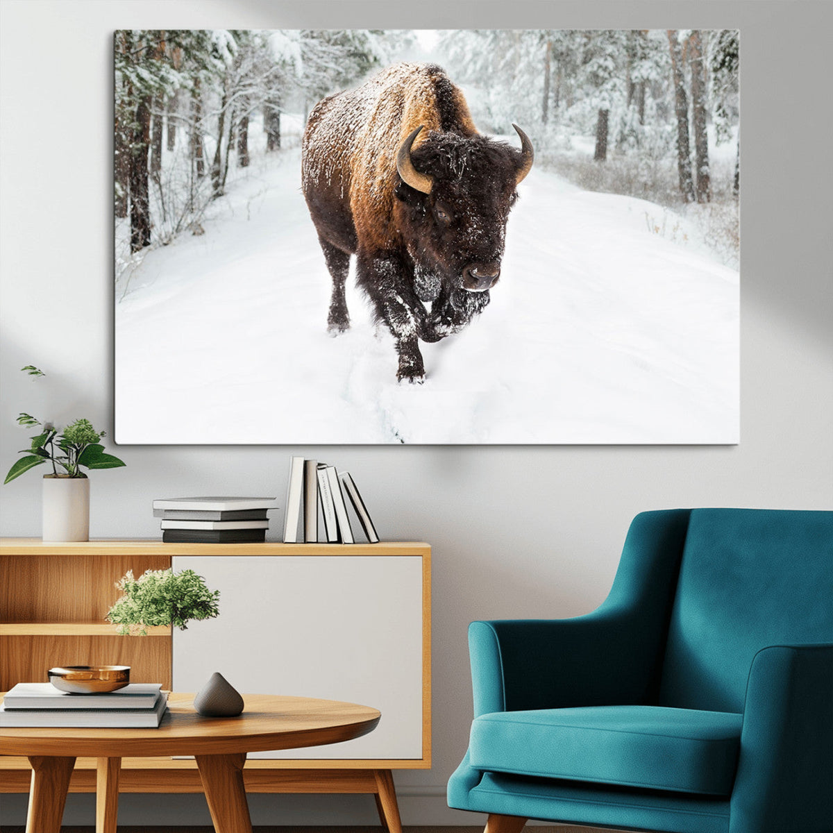 Bison Wall Art Canvas Print For Farmhouse, Animal Canvas