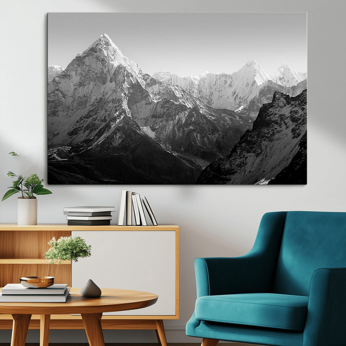 Everest Himalaya Mountain Peaks Black & White Triptych