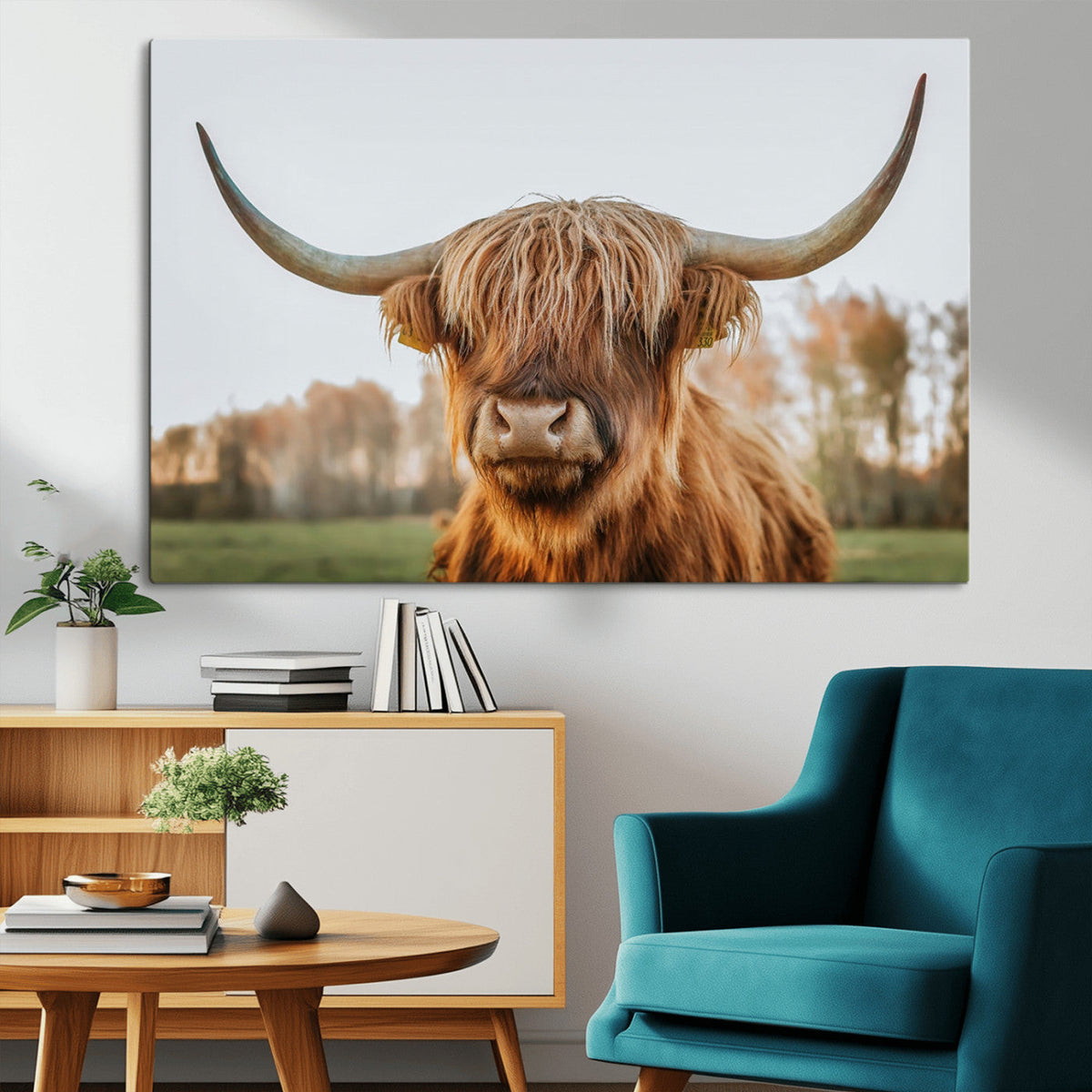 Highland Cow Animal Scottish Cattle Art Print Farmhouse Wall