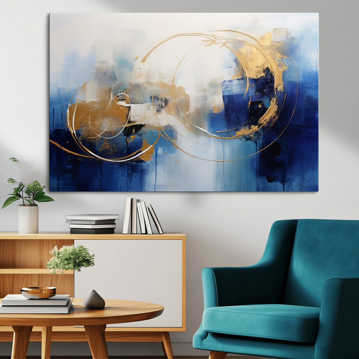 Navy Blue Abstract Wall Art Canvas Print