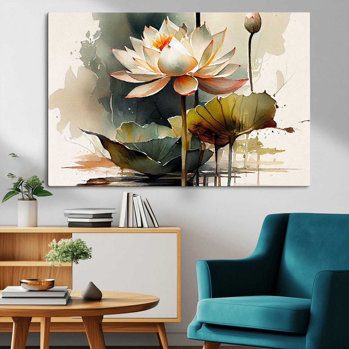 Lotus Flower Watercolor Canvas Print – A Symbol of Serenity