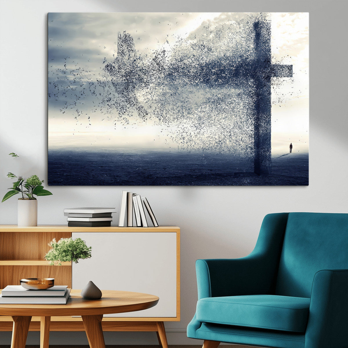 Jesus and the Fading Cross Wall Art Print – Symbol of Faith,