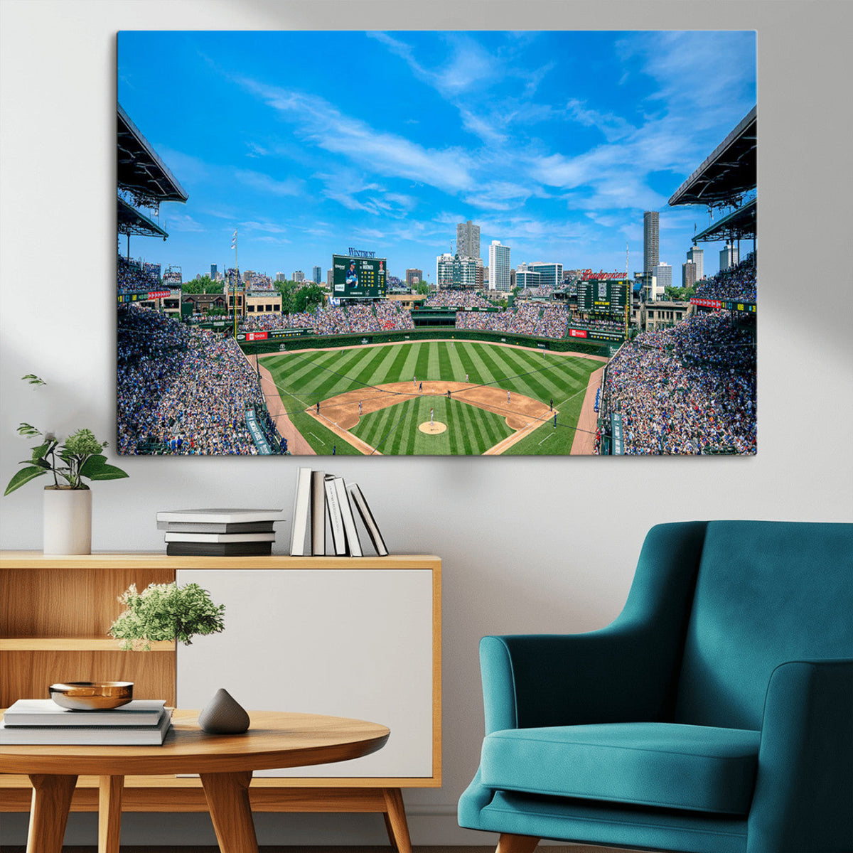 Wrigley Field Chicago Cubs Panoramic Art Multi-Piece Canvas