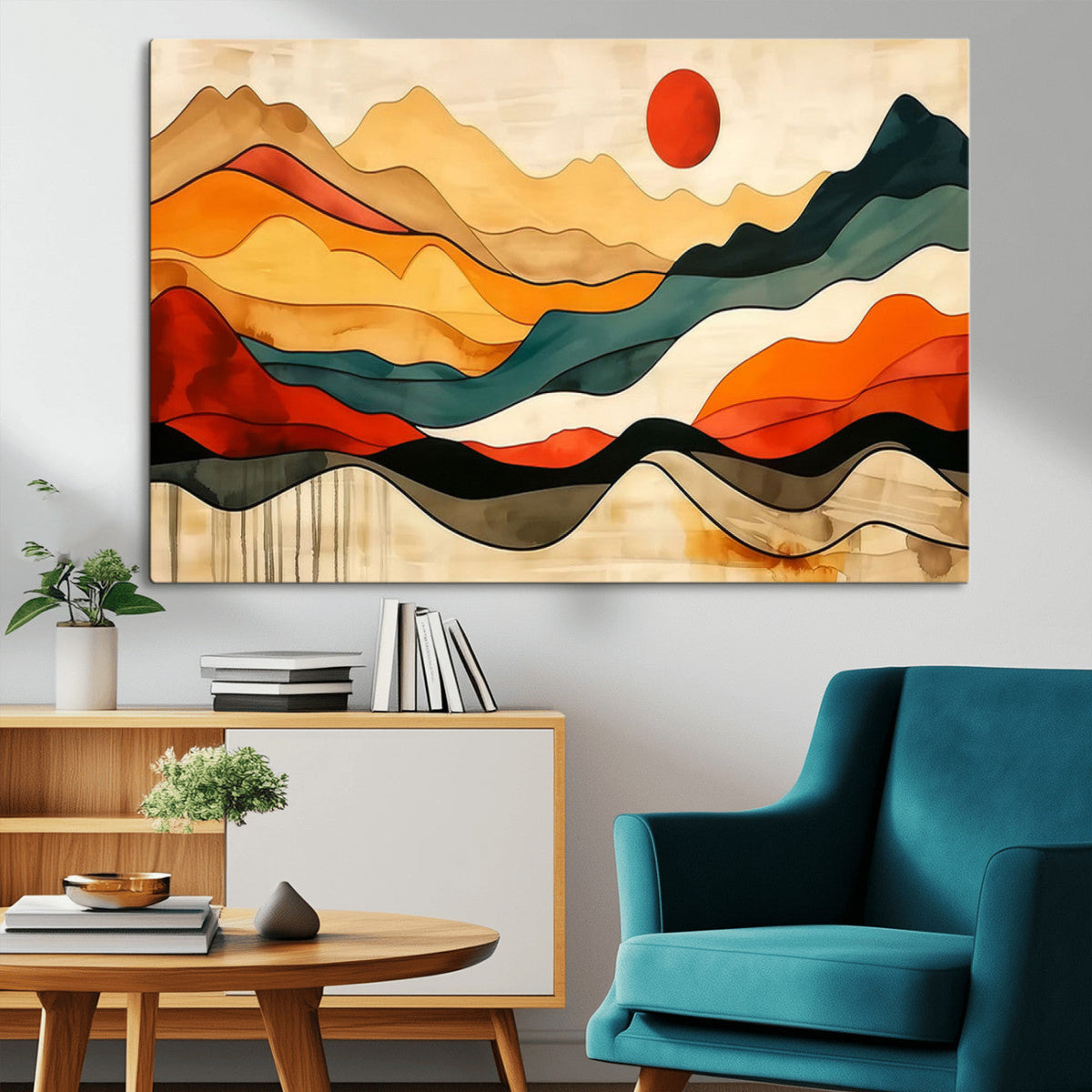 Mid Century Wall Art Print - Abstract Woodland Print -