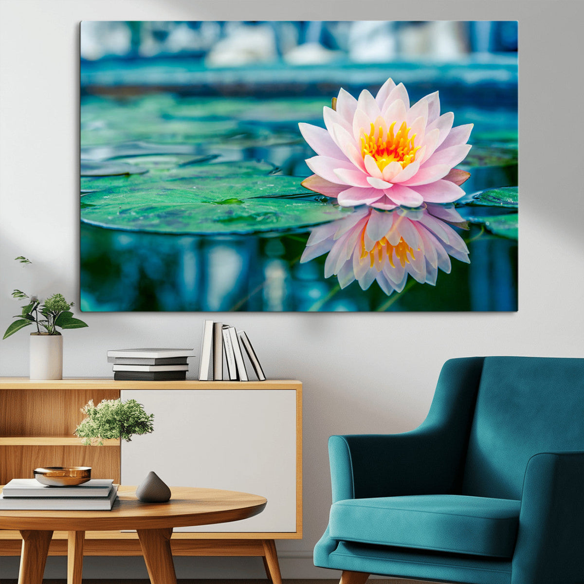 Lotus Flower Wall Art Canvas Print, Water Lily Large Wall