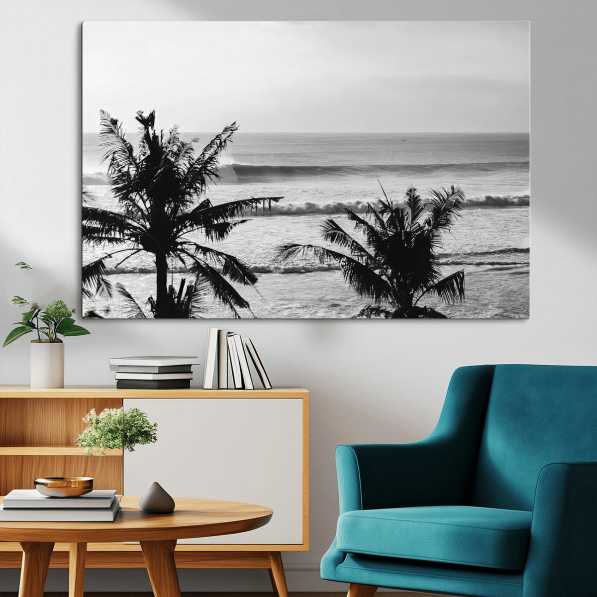 Tropical Coastline Wall Art Canvas Print – Framed Palm Trees