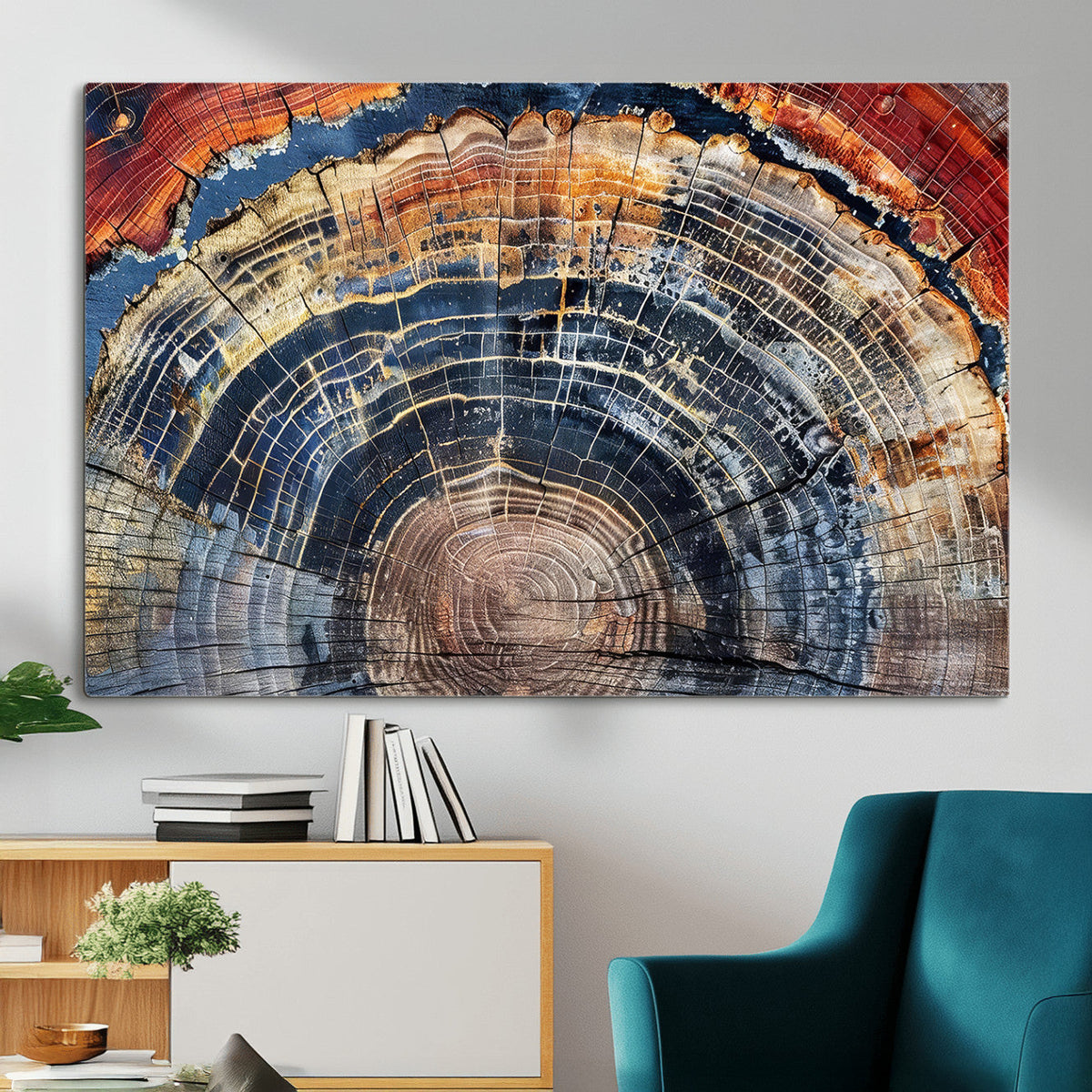Tree Rings Wall Art Canvas Print – Framed Wood Art Picture