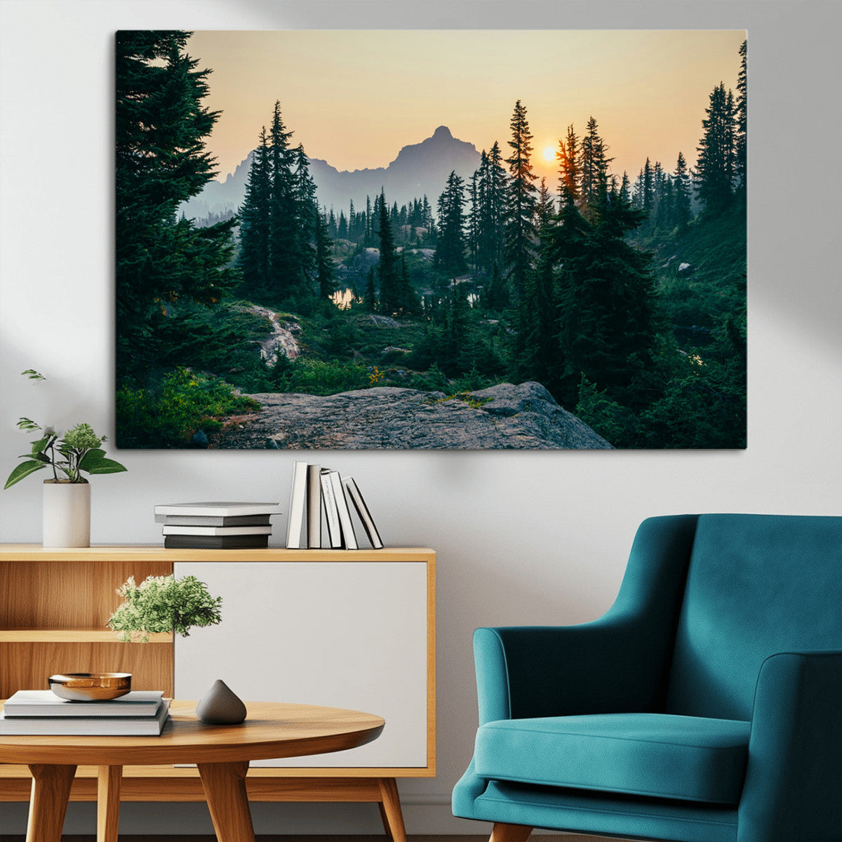 Mountain Landscape Wall Art Canvas Print – Framed Forest