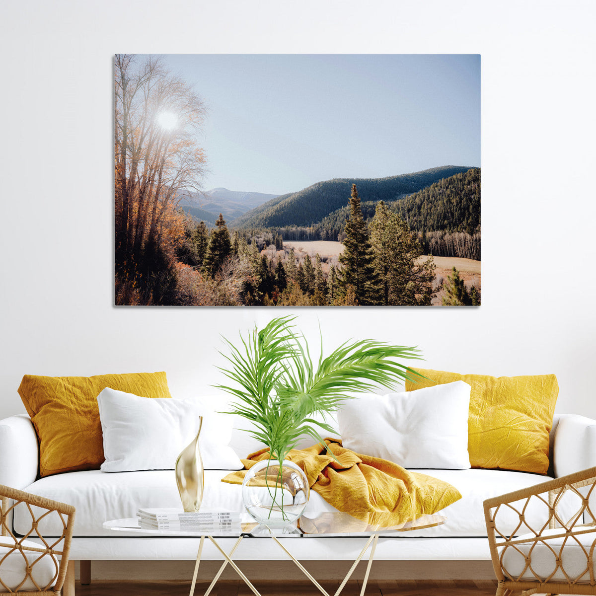 Rustic Landscape Wall Art Canvas Print – Serene Valley Scene