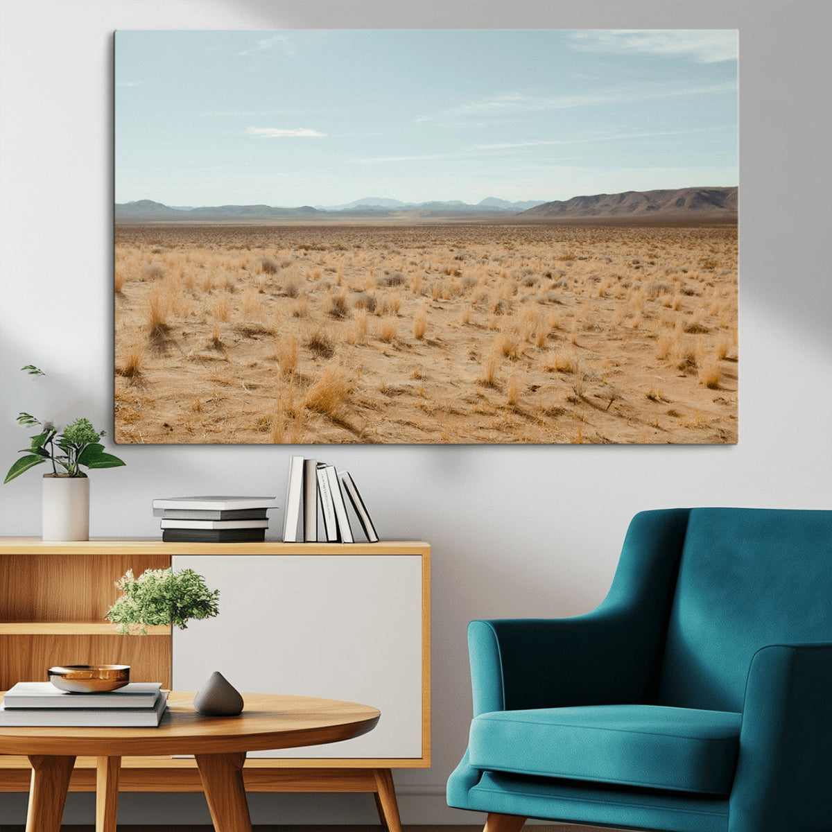 Desert Plains Wall Art Canvas Print, Golden Light Over Dry