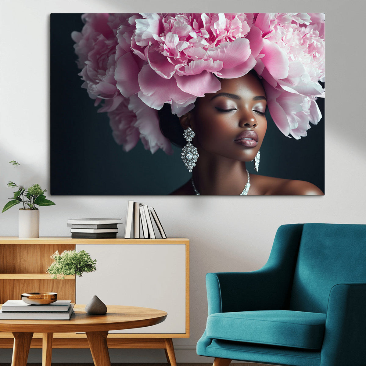 Black Beauty Petal Crown Wall Art Canvas Print – Floral