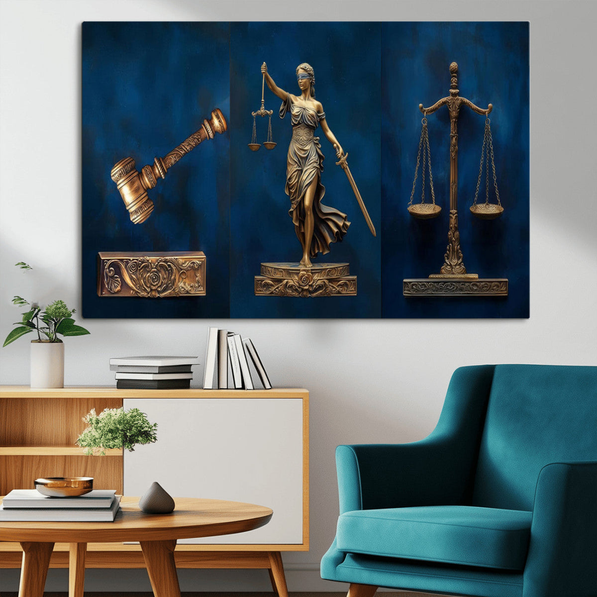 Lady Justice Wall Art Canvas Print – Elegant Gold Legal