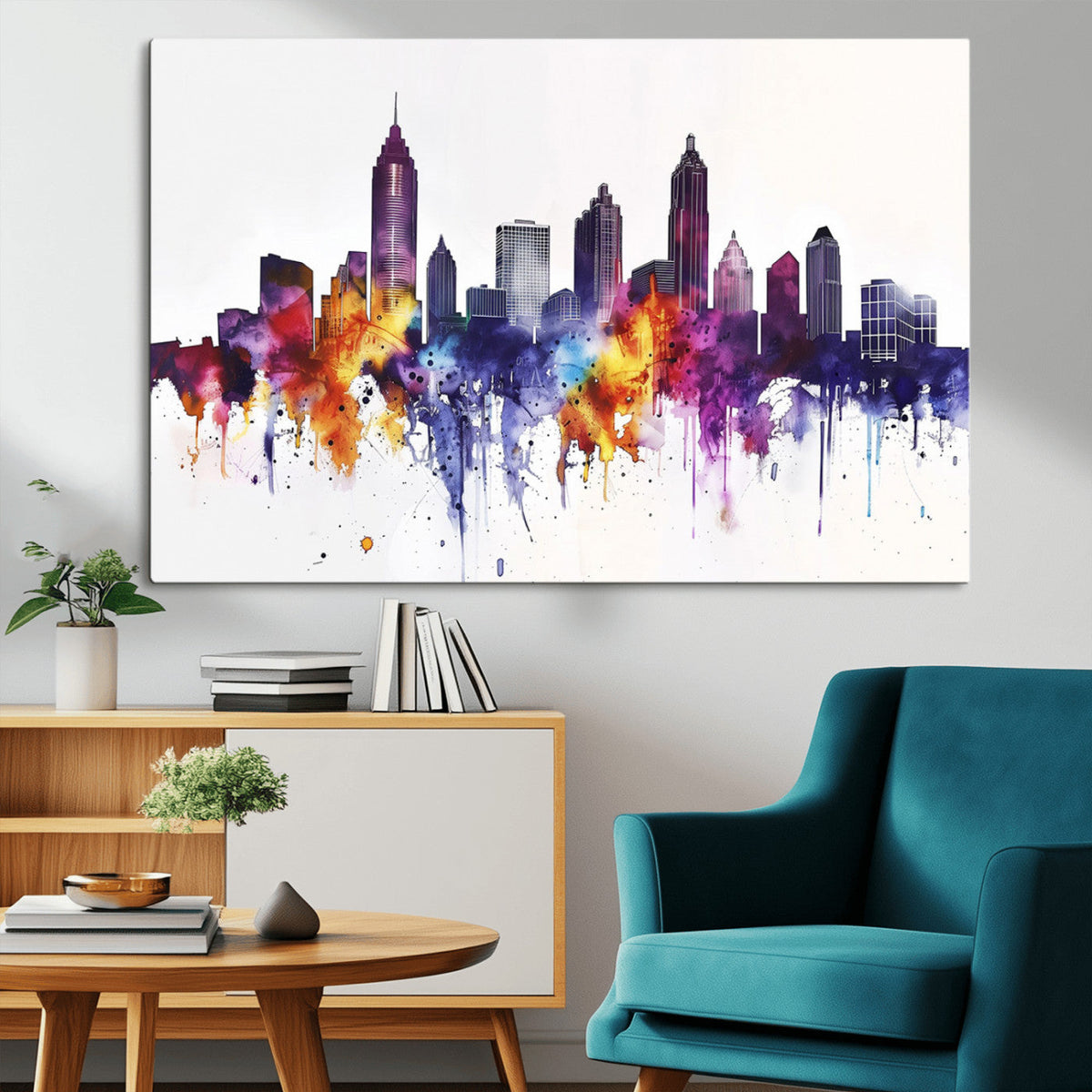 Atlanta Skyline Wall Art Canvas Print – Framed Colorful