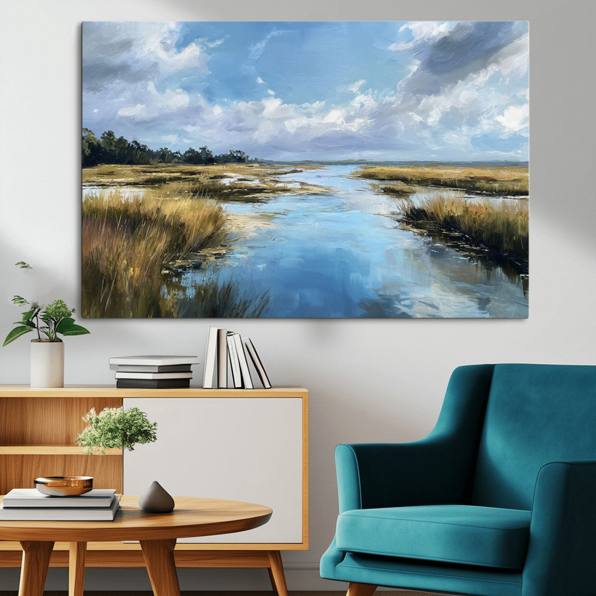 Marshland Wall Art Canvas Print – Serene Water Reflection